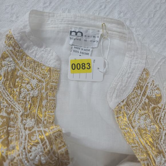 Manima Styled in Italy Gold & Embroidered Ethnic Tunic Kurta Beautiful detailing - Picture 10 of 10